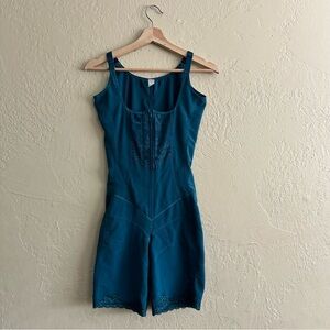 Teal Shapewear Bodysuit with Lace Trim - Women Intimates